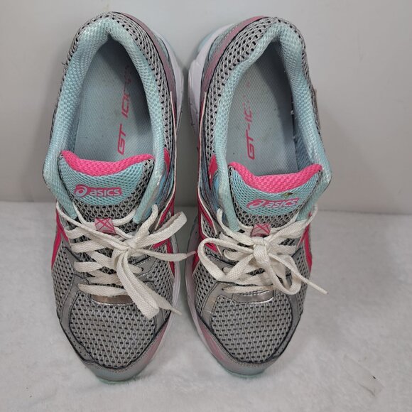 Womens Asics GT 1000 Running Shoes Sneakers T4K8N Sz 9.5 Pink Silver Gray Blue - Picture 9 of 12